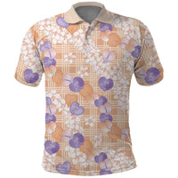 Anthurium Plumeria Lei Pastel Polo Shirt Orange Hawaiian Splendid Palaka