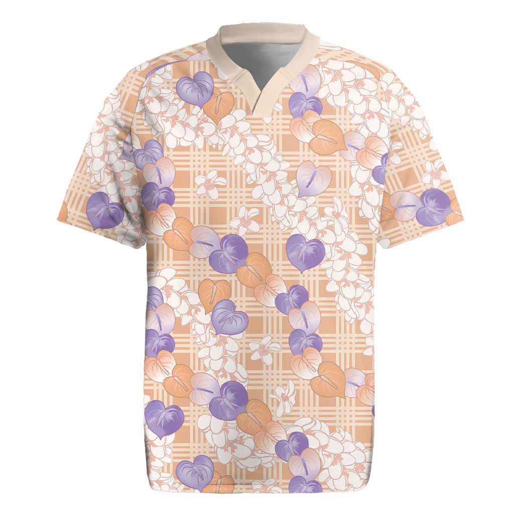 Anthurium Plumeria Lei Pastel Rugby Jersey Orange Hawaiian Splendid Palaka