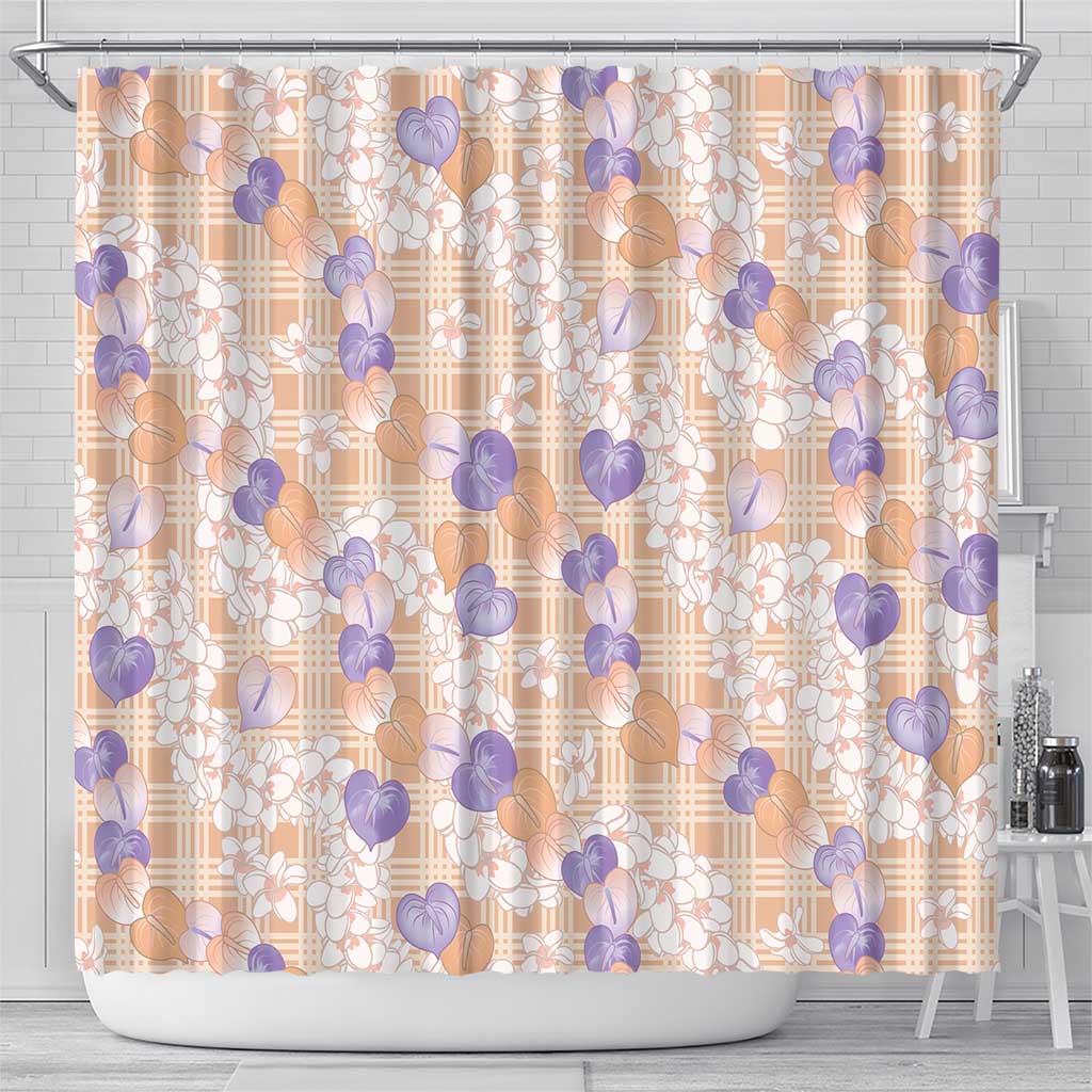 Anthurium Plumeria Lei Pastel Shower Curtain Orange Hawaiian Splendid Palaka