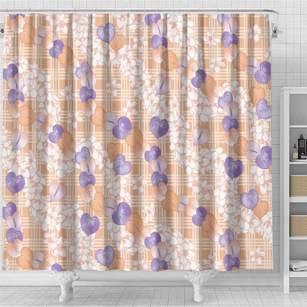 Anthurium Plumeria Lei Pastel Shower Curtain Orange Hawaiian Splendid Palaka