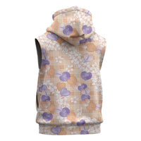 Anthurium Plumeria Lei Pastel Sleeveless Hoodie Orange Hawaiian Splendid Palaka