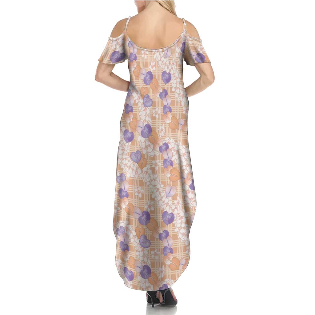 Anthurium Plumeria Lei Pastel Summer Maxi Dress Orange Hawaiian Splendid Palaka