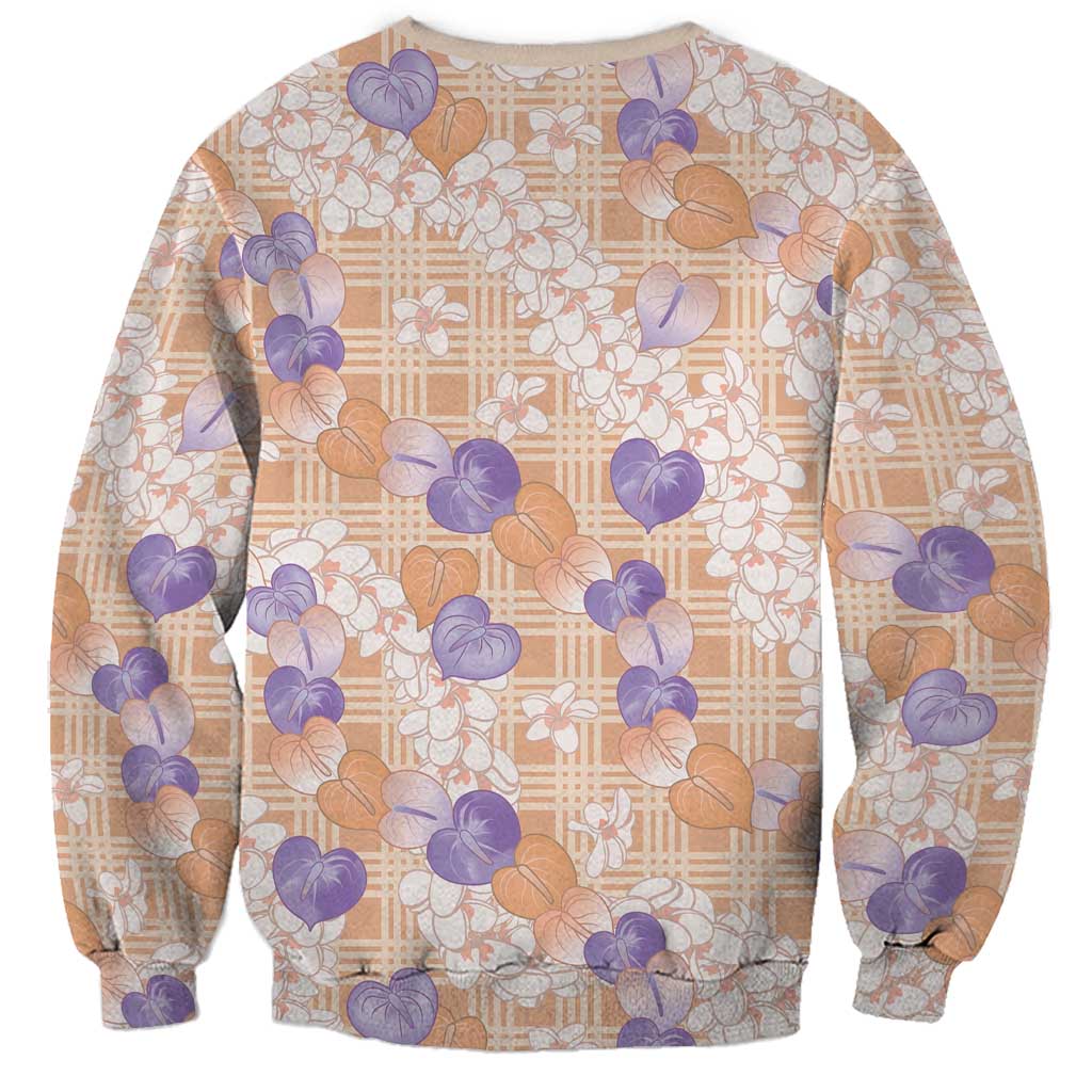 Anthurium Plumeria Lei Pastel Sweatshirt Orange Hawaiian Splendid Palaka