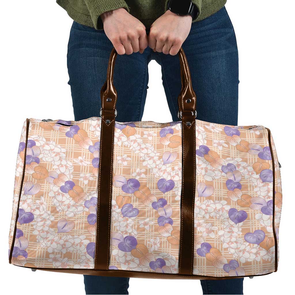 Anthurium Plumeria Lei Pastel Travel Bag Orange Hawaiian Splendid Palaka
