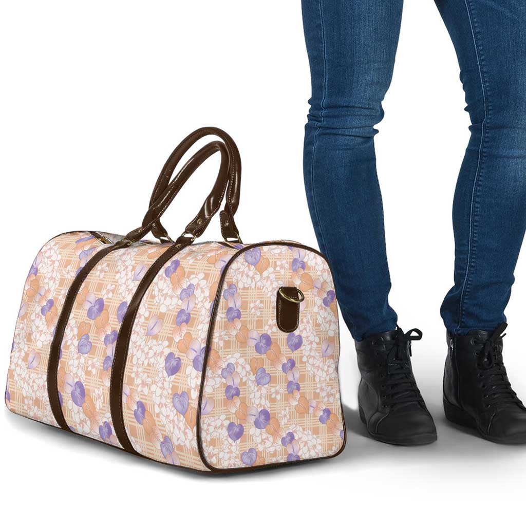 Anthurium Plumeria Lei Pastel Travel Bag Orange Hawaiian Splendid Palaka