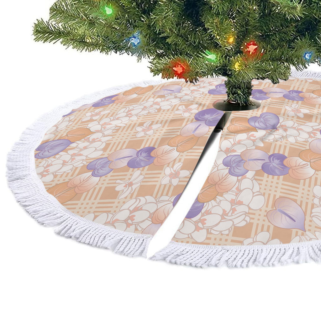 Anthurium Plumeria Lei Pastel Tree Skirt Orange Hawaiian Splendid Palaka LT01 - Polynesian Pride