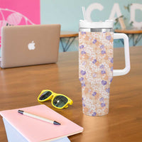 Anthurium Plumeria Lei Pastel Tumbler With Handle Orange Hawaiian Splendid Palaka