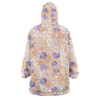 Anthurium Plumeria Lei Pastel Wearable Blanket Hoodie Orange Hawaiian Splendid Palaka