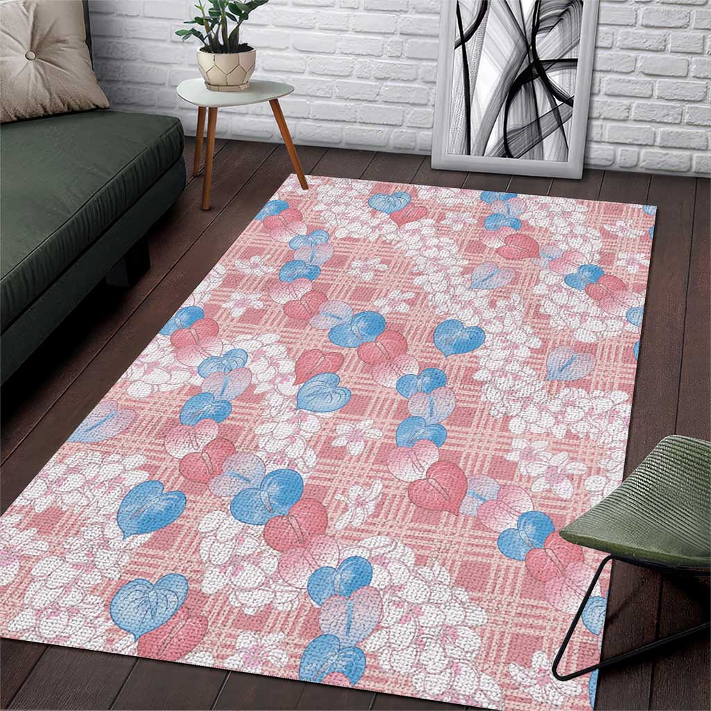 Anthurium Plumeria Lei Pastel Area Rug Pink Hawaiian Splendid Palaka