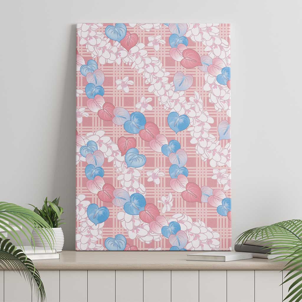 Anthurium Plumeria Lei Pastel Canvas Wall Art Pink Hawaiian Splendid Palaka