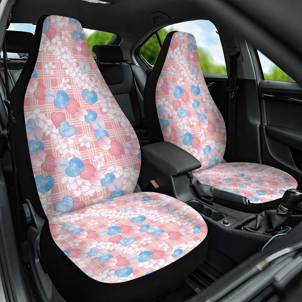 Anthurium Plumeria Lei Pastel Car Seat Cover Pink Hawaiian Splendid Palaka