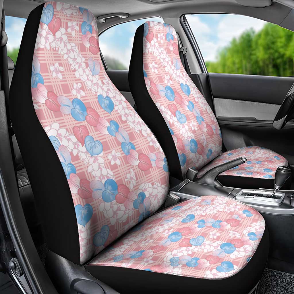 Anthurium Plumeria Lei Pastel Car Seat Cover Pink Hawaiian Splendid Palaka