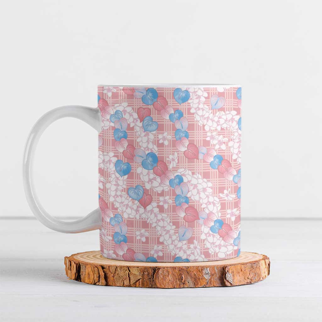 Anthurium Plumeria Lei Pastel Ceramic Mug Pink Hawaiian Splendid Palaka