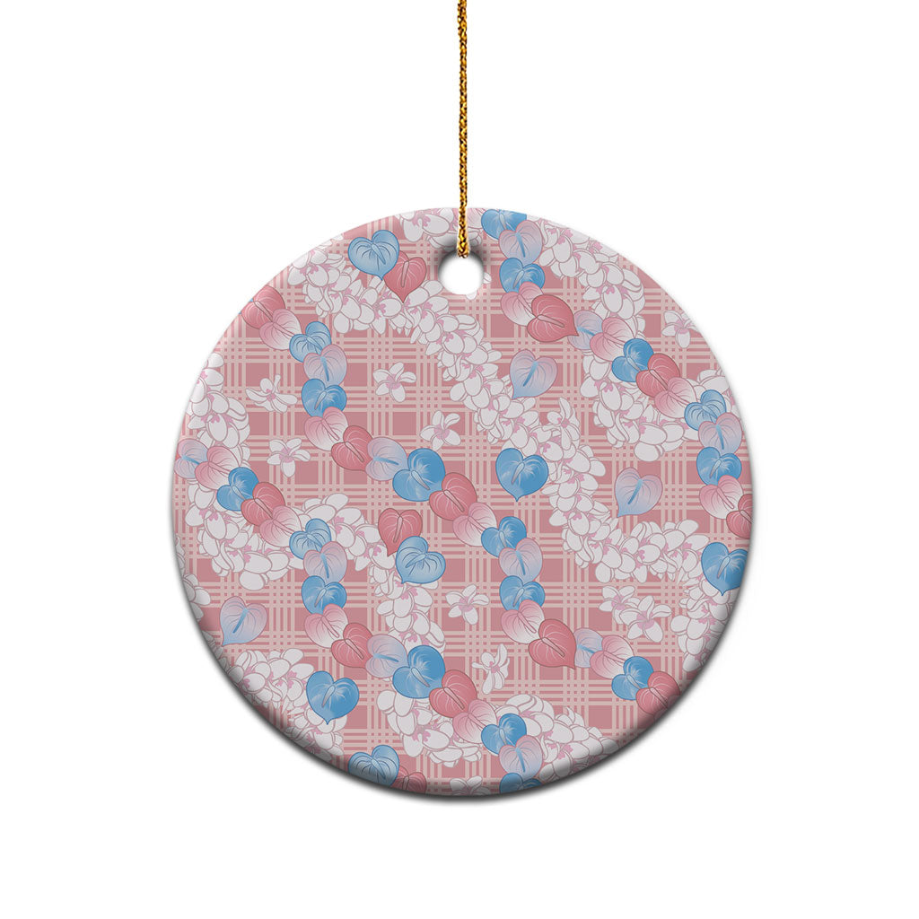 Anthurium Plumeria Lei Pastel Ceramic Ornament Pink Hawaiian Splendid Palaka LT01 - Polynesian Pride