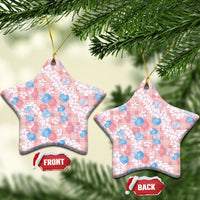 Anthurium Plumeria Lei Pastel Ceramic Ornament Pink Hawaiian Splendid Palaka LT01 Star Pink - Polynesian Pride