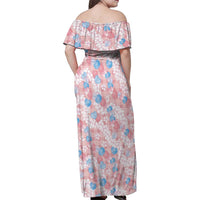 Anthurium Plumeria Lei Pastel Family Matching Off Shoulder Maxi Dress and Hawaiian Shirt Pink Hawaiian Splendid Palaka LT01 - Polynesian Pride