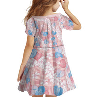 Anthurium Plumeria Lei Pastel Family Matching Off Shoulder Short Dress and Hawaiian Shirt Pink Hawaiian Splendid Palaka LT01 - Polynesian Pride