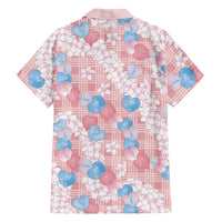 Anthurium Plumeria Lei Pastel Family Matching Off Shoulder Short Dress and Hawaiian Shirt Pink Hawaiian Splendid Palaka LT01 - Polynesian Pride