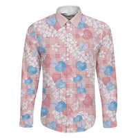 Anthurium Plumeria Lei Pastel Family Matching Summer Maxi Dress and Hawaiian Shirt Pink Hawaiian Splendid Palaka LT01 Dad's Shirt - Long Sleeve Pink - Polynesian Pride