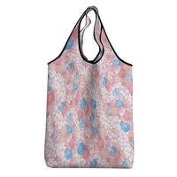 Anthurium Plumeria Lei Pastel Grocery Bag Pink Hawaiian Splendid Palaka