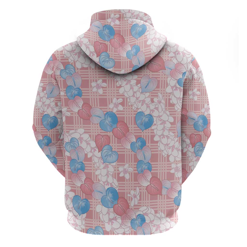 Anthurium Plumeria Lei Pastel Hoodie Pink Hawaiian Splendid Palaka