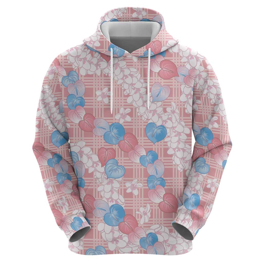 Anthurium Plumeria Lei Pastel Hoodie Pink Hawaiian Splendid Palaka