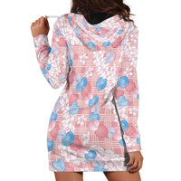 Anthurium Plumeria Lei Pastel Hoodie Dress Pink Hawaiian Splendid Palaka