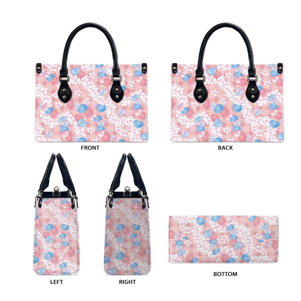 Anthurium Plumeria Lei Pastel Leather Bag Pink Hawaiian Splendid Palaka