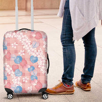 Anthurium Plumeria Lei Pastel Luggage Cover Pink Hawaiian Splendid Palaka