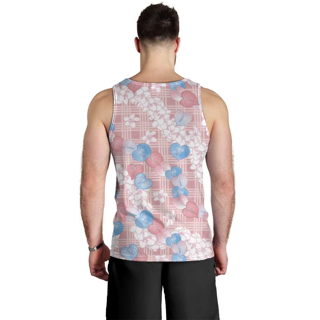 Anthurium Plumeria Lei Pastel Men Tank Top Pink Hawaiian Splendid Palaka