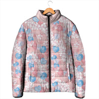 Anthurium Plumeria Lei Pastel Padded Jacket Pink Hawaiian Splendid Palaka