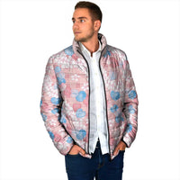 Anthurium Plumeria Lei Pastel Padded Jacket Pink Hawaiian Splendid Palaka