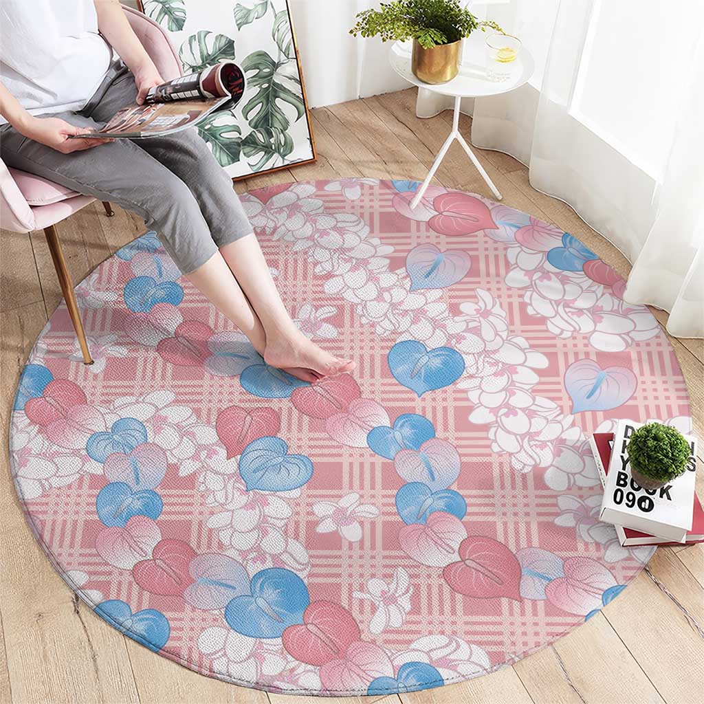 Anthurium Plumeria Lei Pastel Round Carpet Pink Hawaiian Splendid Palaka
