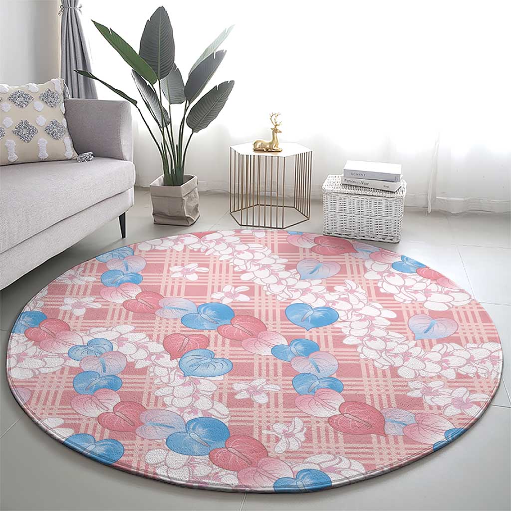 Anthurium Plumeria Lei Pastel Round Carpet Pink Hawaiian Splendid Palaka