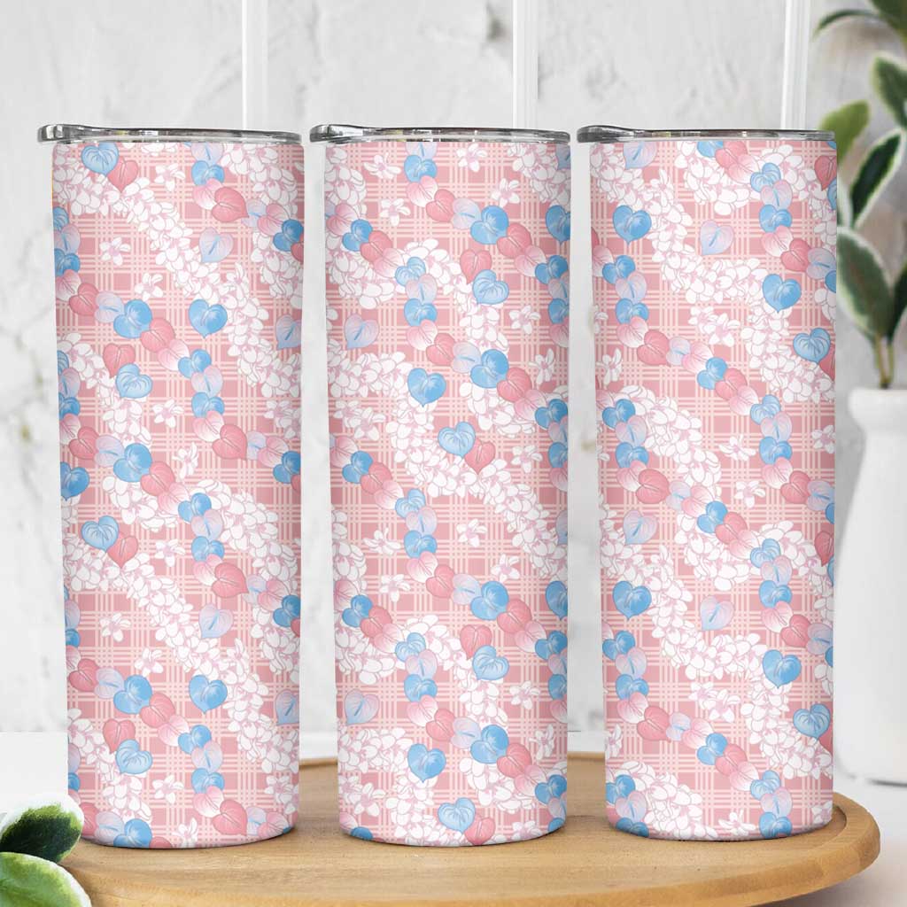 Anthurium Plumeria Lei Pastel Skinny Tumbler Pink Hawaiian Splendid Palaka