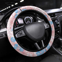 Anthurium Plumeria Lei Pastel Steering Wheel Cover Pink Hawaiian Splendid Palaka