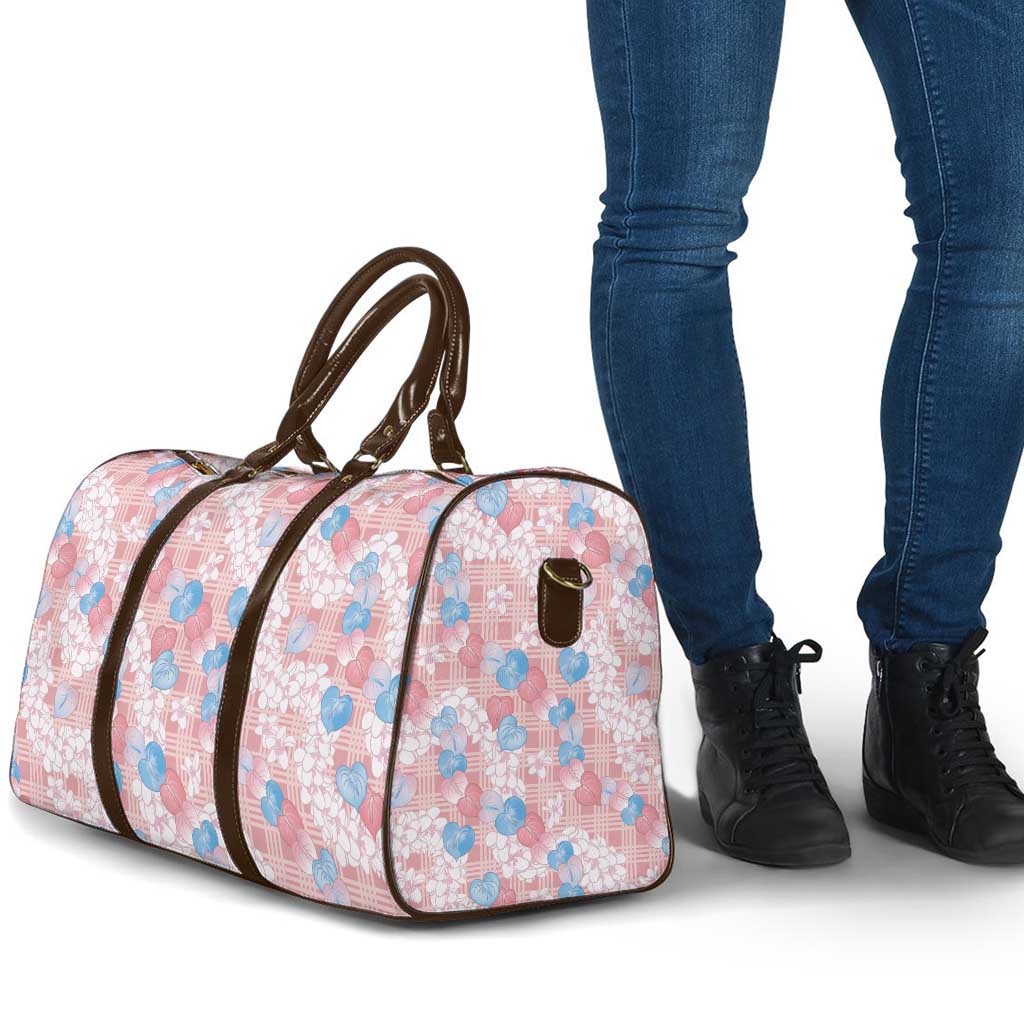 Anthurium Plumeria Lei Pastel Travel Bag Pink Hawaiian Splendid Palaka