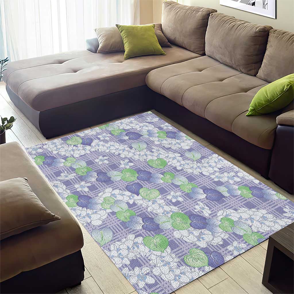 Anthurium Plumeria Lei Pastel Area Rug Purple Hawaiian Splendid Palaka