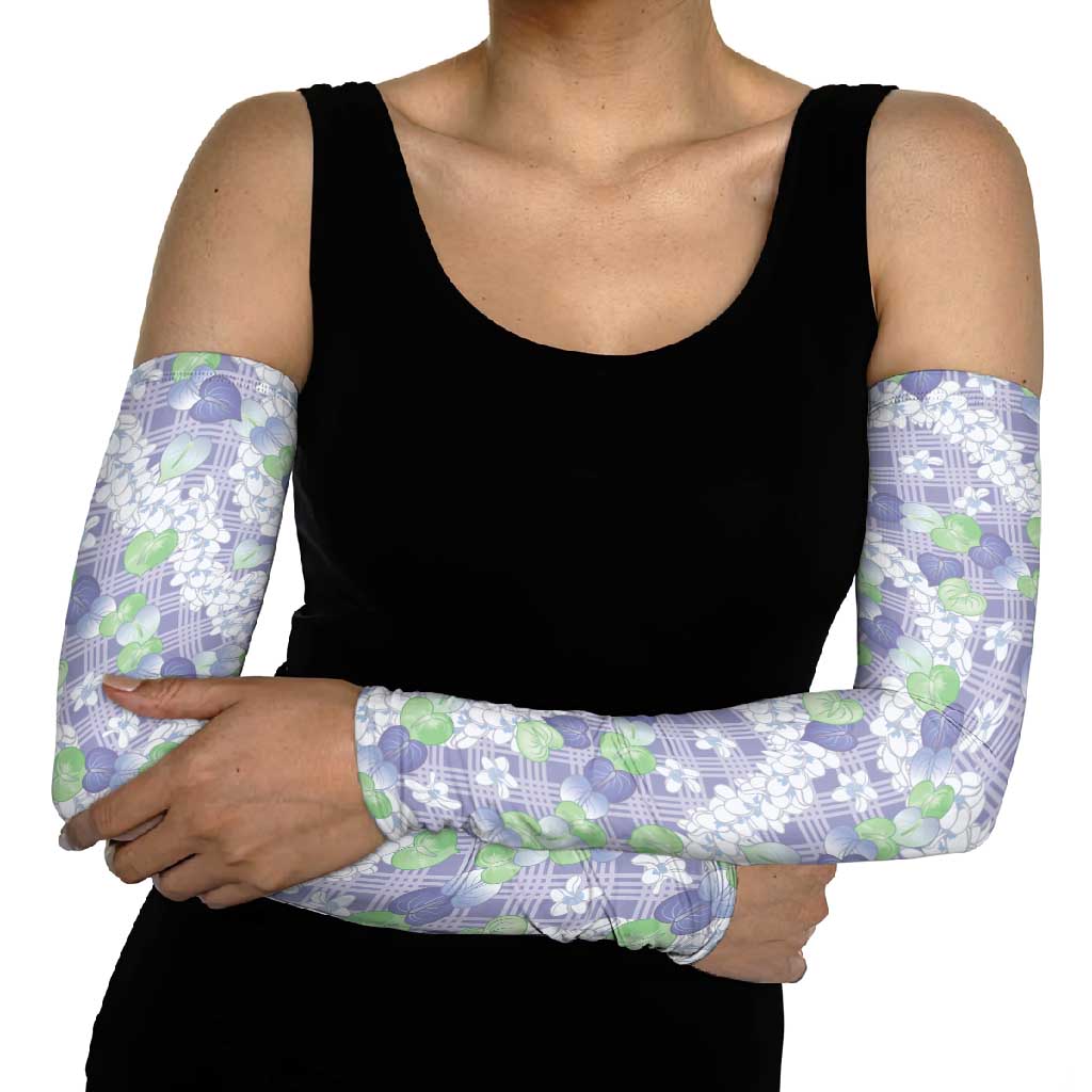 Anthurium Plumeria Lei Pastel Arm Sleeves Purple Hawaiian Splendid Palaka