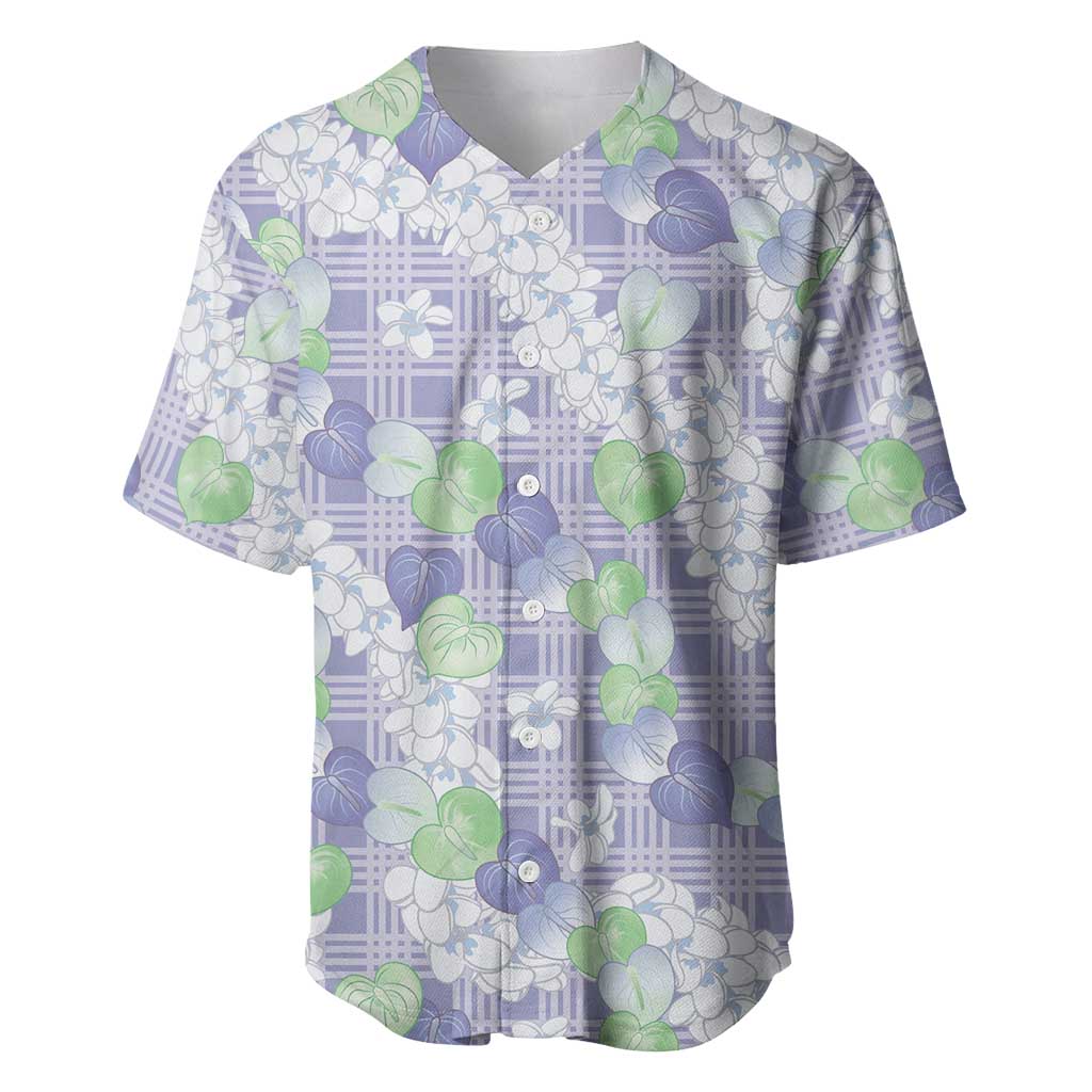 Anthurium Plumeria Lei Pastel Baseball Jersey Purple Hawaiian Splendid Palaka