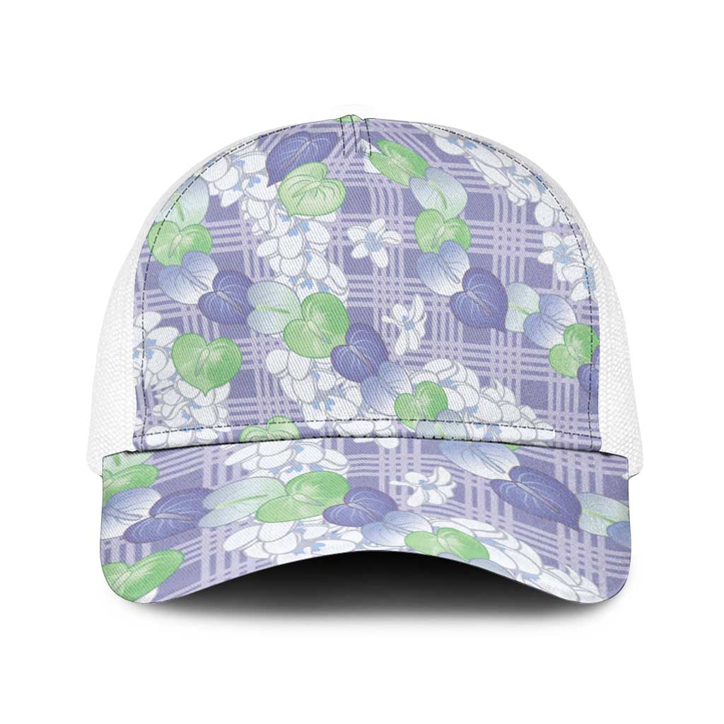 Anthurium Plumeria Lei Pastel Baseball Net Cap Purple Hawaiian Splendid Palaka