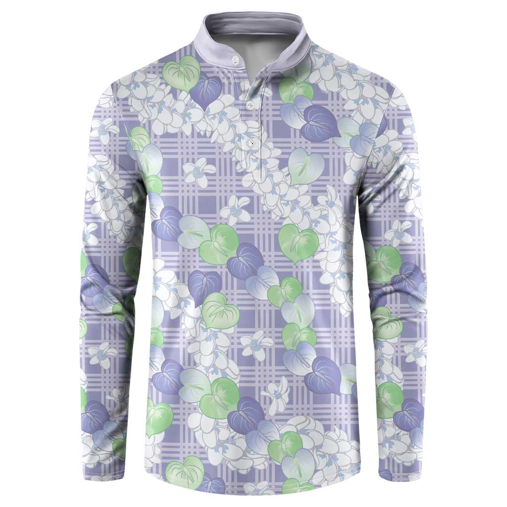 Anthurium Plumeria Lei Pastel Button Sweatshirt Purple Hawaiian Splendid Palaka