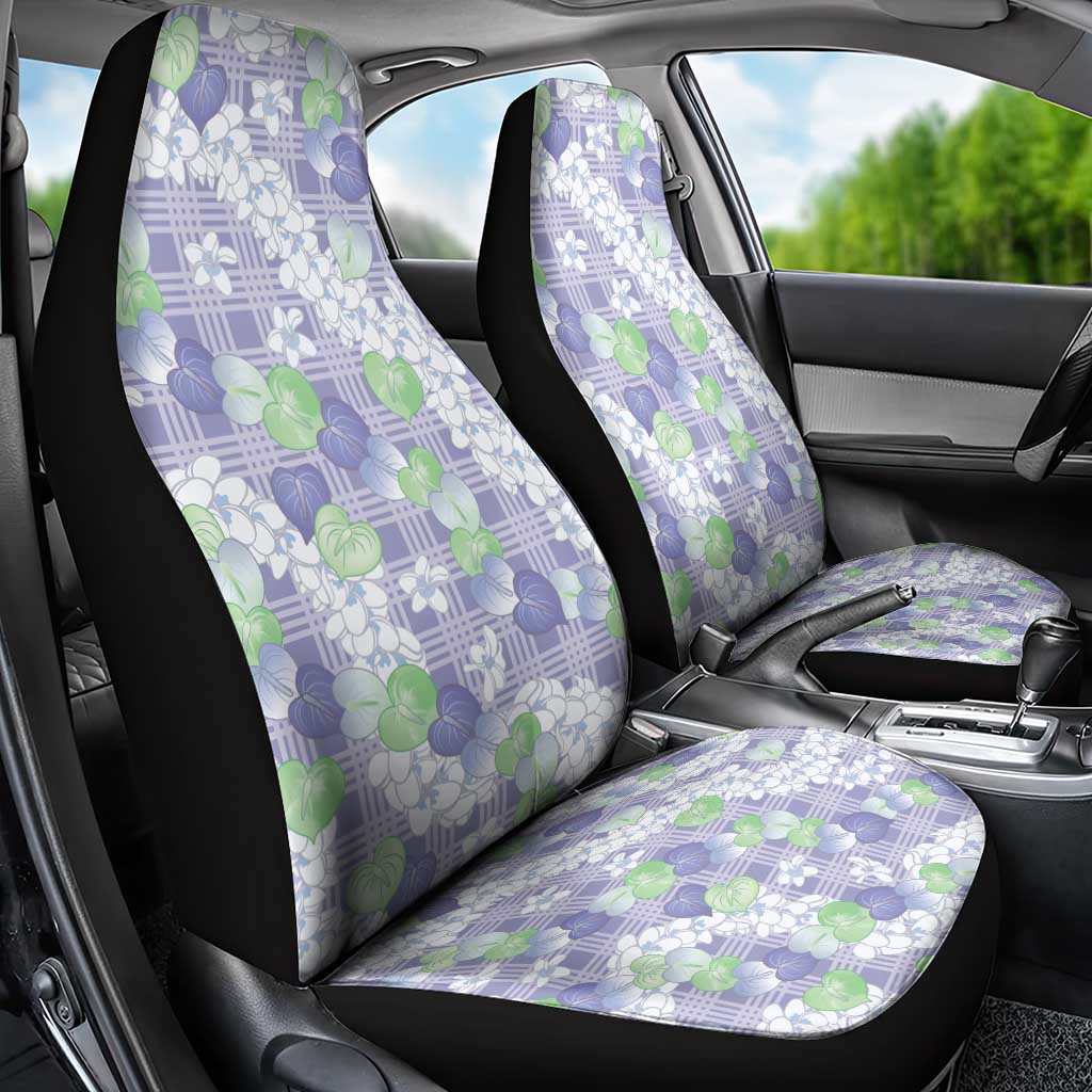 Anthurium Plumeria Lei Pastel Car Seat Cover Purple Hawaiian Splendid Palaka