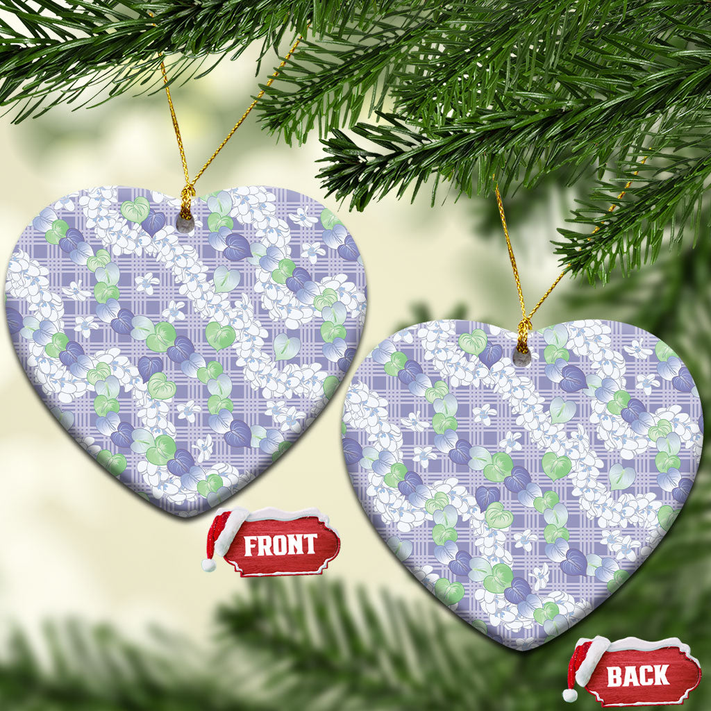 Anthurium Plumeria Lei Pastel Ceramic Ornament Purple Hawaiian Splendid Palaka LT01 Heart Purple - Polynesian Pride