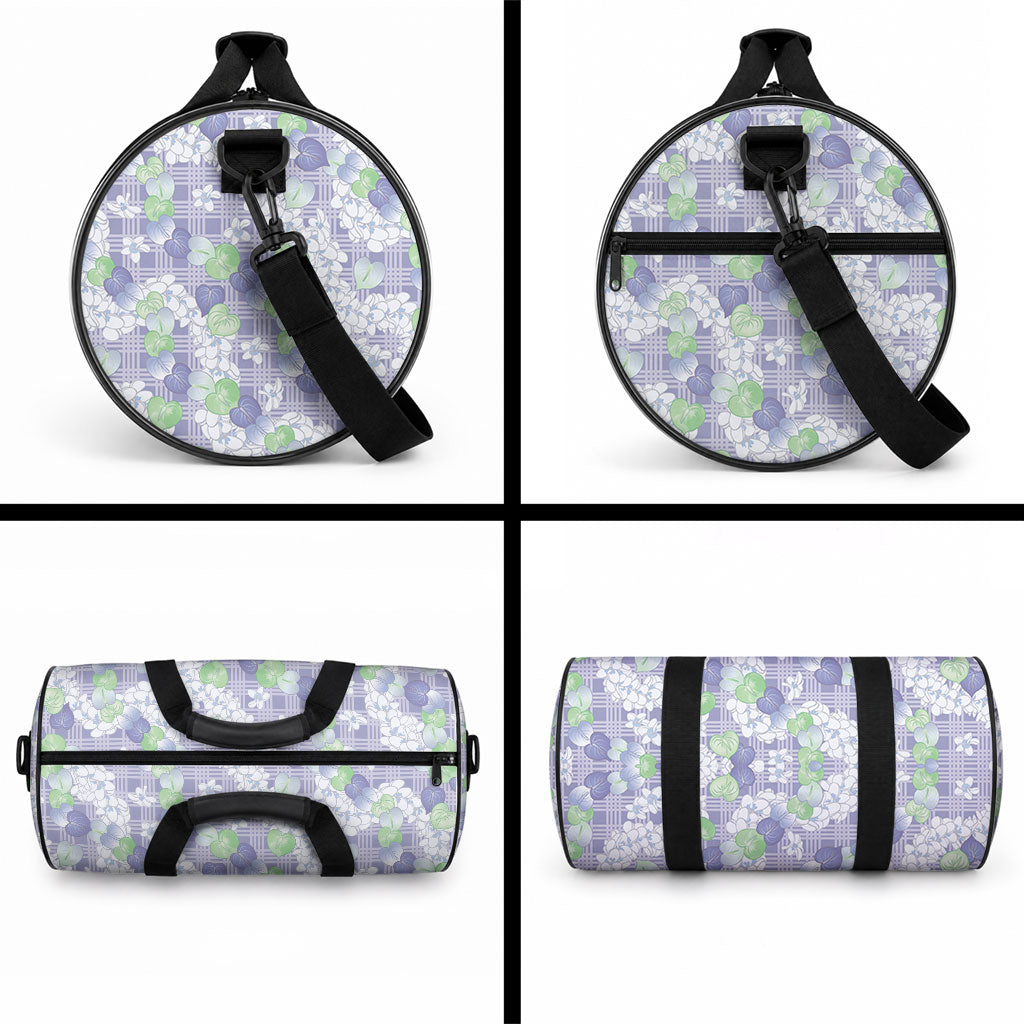 Anthurium Plumeria Lei Pastel Duffle Bag Purple Hawaiian Splendid Palaka LT01 - Polynesian Pride