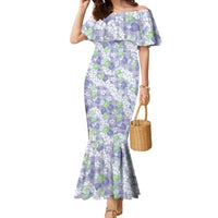 Anthurium Plumeria Lei Pastel Family Matching Mermaid Dress and Hawaiian Shirt Purple Hawaiian Splendid Palaka LT01 Mom's Dress Purple - Polynesian Pride