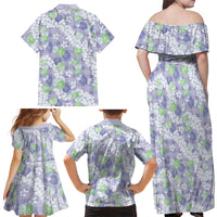 Anthurium Plumeria Lei Pastel Family Matching Off Shoulder Maxi Dress and Hawaiian Shirt Purple Hawaiian Splendid Palaka LT01 - Polynesian Pride