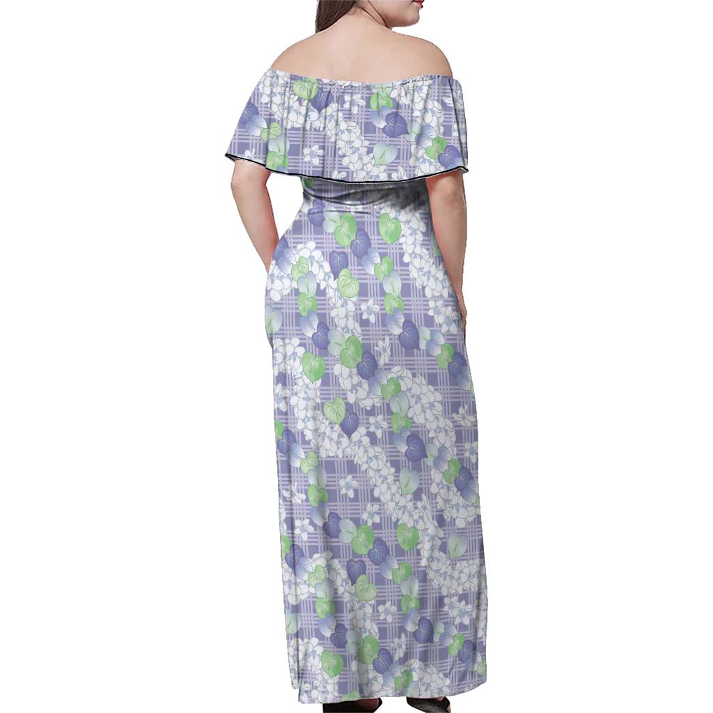 Anthurium Plumeria Lei Pastel Family Matching Off Shoulder Maxi Dress and Hawaiian Shirt Purple Hawaiian Splendid Palaka LT01 - Polynesian Pride