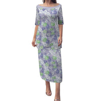 Anthurium Plumeria Lei Pastel Family Matching Puletasi and Hawaiian Shirt Purple Hawaiian Splendid Palaka LT01 Mom's Dress Purple - Polynesian Pride
