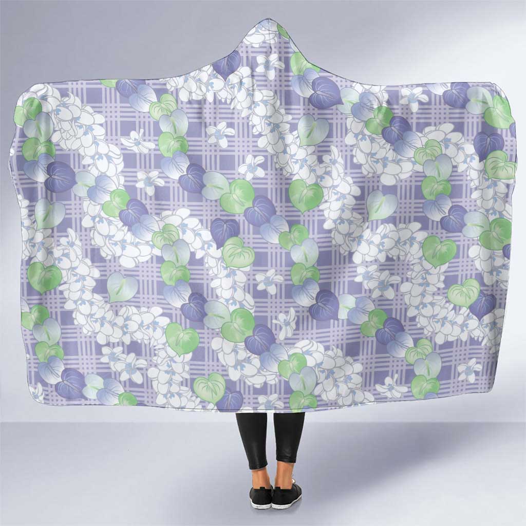 Anthurium Plumeria Lei Pastel Hooded Blanket Purple Hawaiian Splendid Palaka